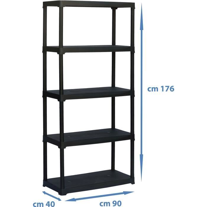 Etagere plastique TOOD - 5 tablettes - h176x90x40 - 30 kgs par tablette