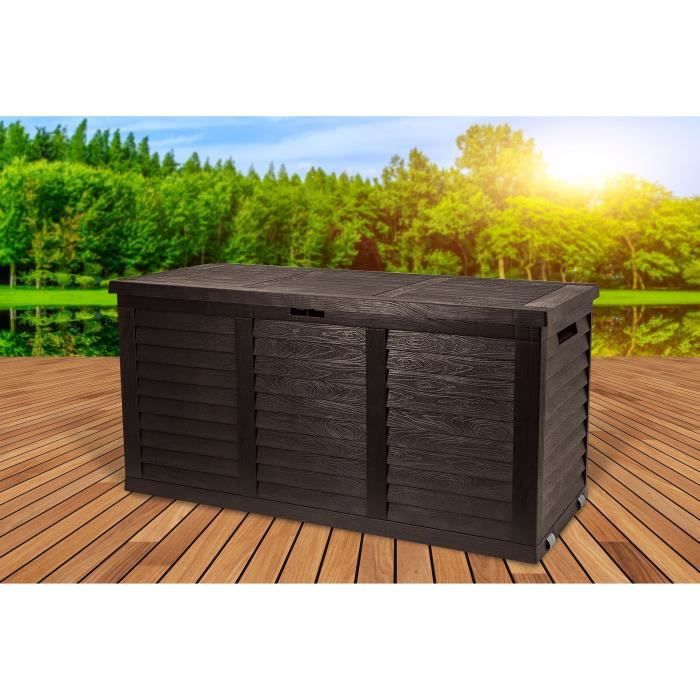 TOOD Malle  / coffre de rangement en résine - 350 L - 119 x 52 x 58 cm - Marron aspect bois