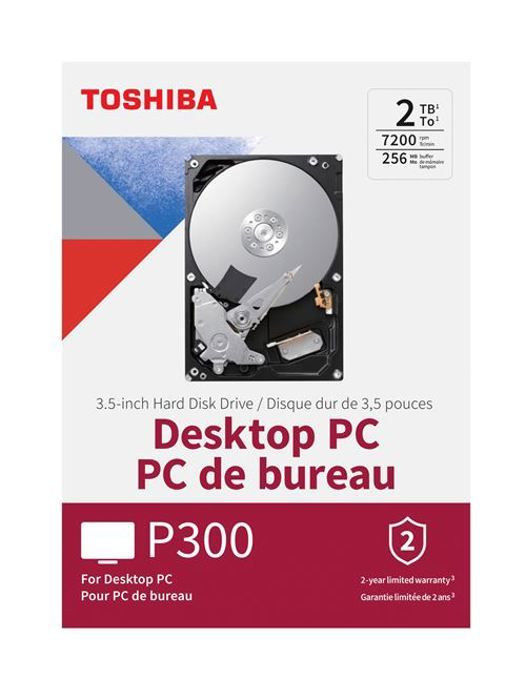 Disque dur interne Toshiba P300 - HIGH-PERFORMANCE HARD DRIVE 2 TO - 7200 TPM - 64 MO