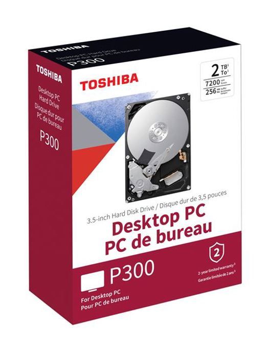 Disque dur interne Toshiba P300 - HIGH-PERFORMANCE HARD DRIVE 2 TO - 7200 TPM - 64 MO