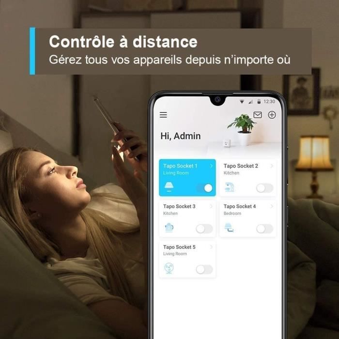 TP-Link Tapo Prise Connectée WiFi, compatible avec Alexa, Google Home et Siri, Commande Vocale, Contrôler a distance, Tapo P100(FR)