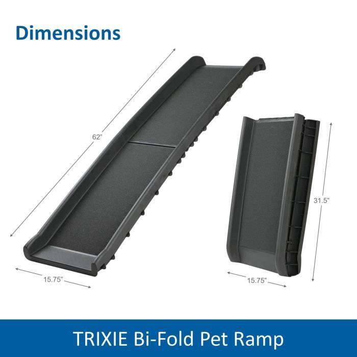 Rampe d'acces pour chien et autres animaux - TRIXIE - Petwalk - Plastique - Rails de sécurité - Noir