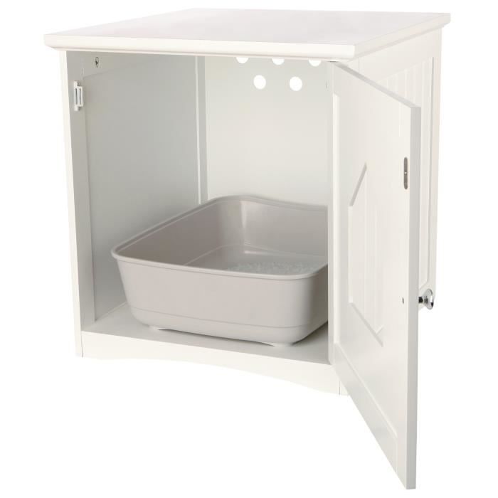 TRIXIE Maison - Meuble de toilette pour chat - Blanc - 49 x 51 x 51 cm