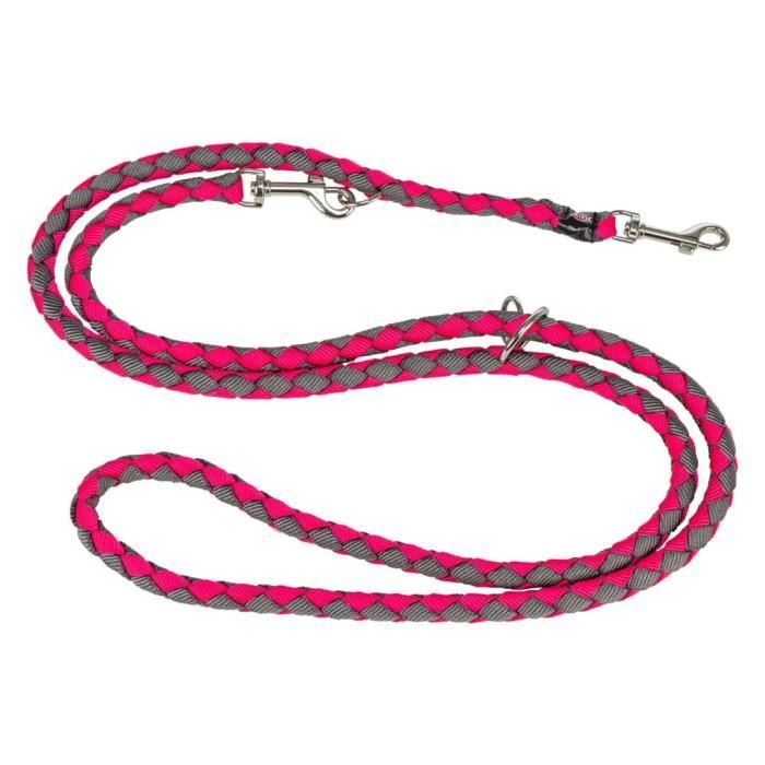 Laisse réglable pour chien TRIXIE Cavo - LXL: 2m - ø 18 mm - Fushia et gris graphite