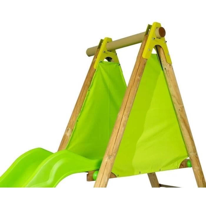 Station de jeux bois poutre métal 2,30 m Techwood ARROBA - 4 enfants