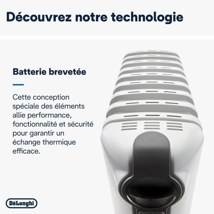 DELONGHI TRRS0920 2000 watts Radiateur bain d'huile - 3 niveaux de puissance - Comfortemp - Real Energy (+35 % de convection)