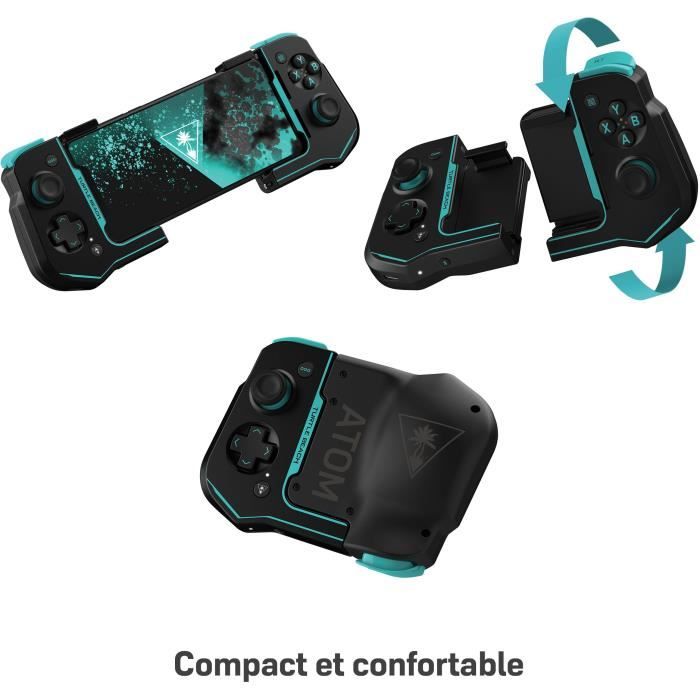 Manette de jeu mobiles Android - Turtle Beach Atom - Bluetooth - Noir/Cyan