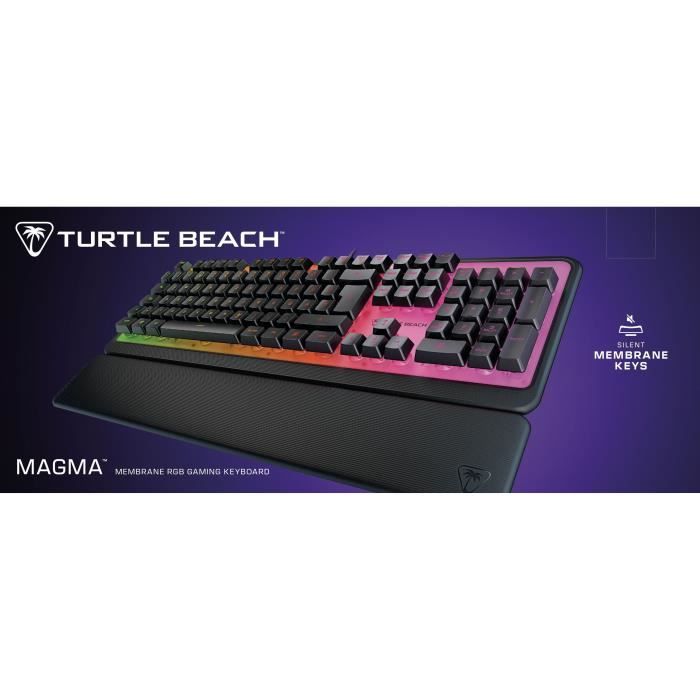 Clavier de jeu - Turtle Beach Magma - Membrane RGB - Noir, touches silencieuses, AIMO RGB