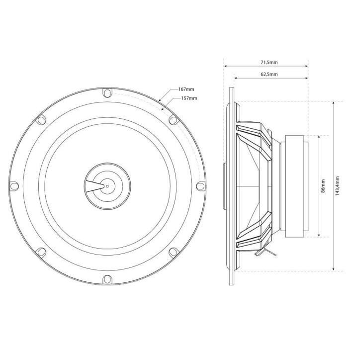 MTX TX265C Haut-parleurs voiture Coaxiaux 16,5cm 2 voies 65W RMS 4O membrane polypropylene