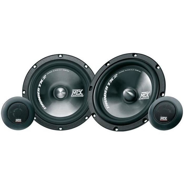 MTX TX265S Haut-parleurs voiture Kit 2 voies 16,5cm 65W RMS 4O tweeter néodyme 25mm dôme soie membrane polypropylene