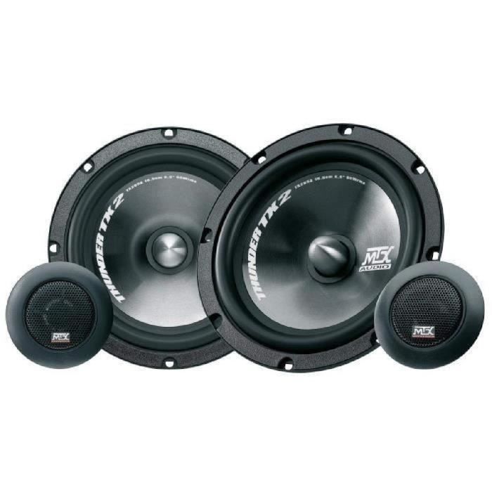 MTX TX265S Haut-parleurs voiture Kit 2 voies 16,5cm 65W RMS 4O tweeter néodyme 25mm dôme soie membrane polypropylene