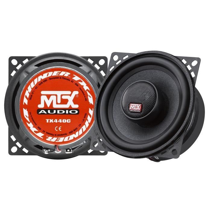 MTX TX440C Haut-parleurs voiture Coaxiaux 2 voies 10cm 60W RMS 4 membrane pulpe célulose