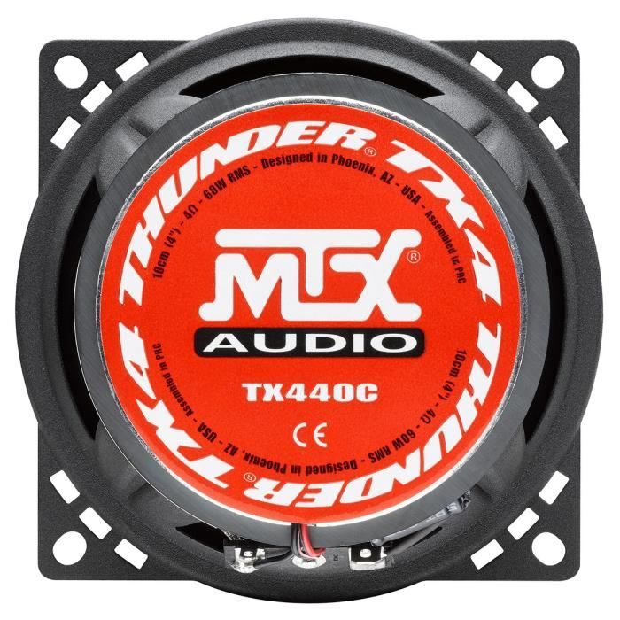 MTX TX440C Haut-parleurs voiture Coaxiaux 2 voies 10cm 60W RMS 4 membrane pulpe célulose