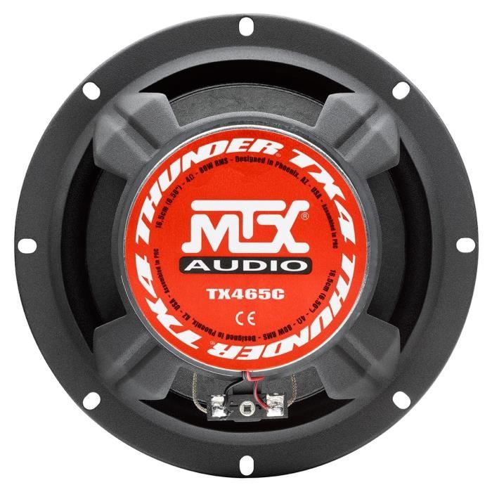 MTX TX465C Haut-parleurs voiture Coaxiaux 2 voies 16,5cm 80W RMS 4 membrane pulpe célulose