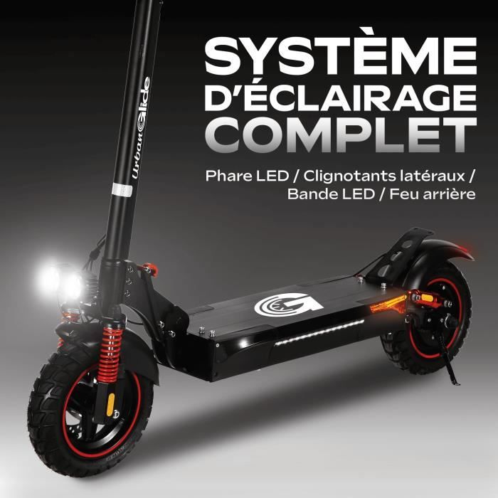 Trottinette électrique tout terrain pliable - URBANGLIDE - ECROSS PRO LITE 2 - 10 - 48V - 800 W - Auto 40KM Feu stop et clignotants