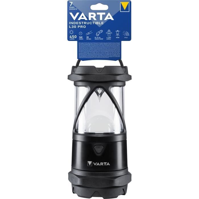 Lanterne de camping VARTA Indestructible L30 Pro 450lm Garantie 7ans Résistante au chocs IP67 Activités extremes