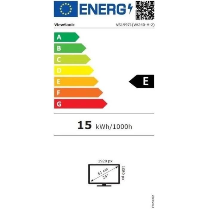 Ecran PC - VIEWSONIC - VA240-H-2 - 24 FHD - Dalle IPS - 1 ms - 75 Hz - HDMI / VGA