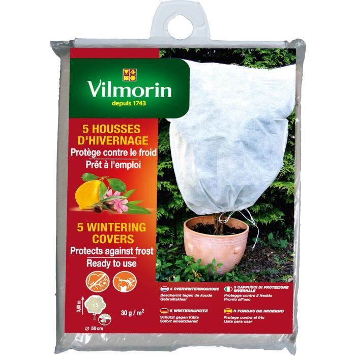 VILMORIN Lot de 5 housses d'hivernage 30g/m² -  0,80 x 0,80m - Blanc