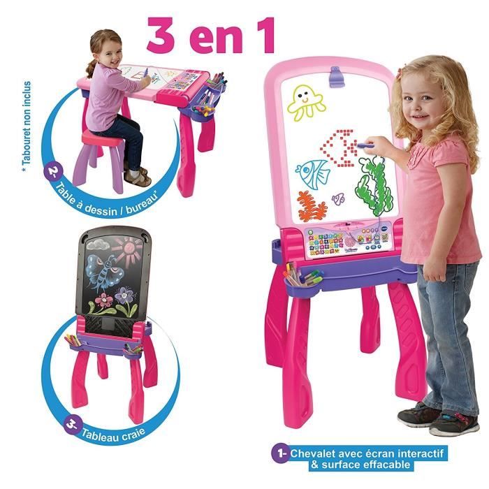 Chevalet Interactif 3 en 1 VTECH - Rose - Pour Fille - A partir de 3 ans