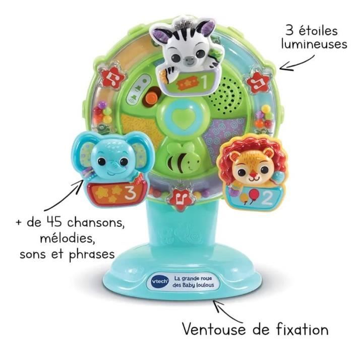 VTECH BABY - La Grande Roue des Baby Loulous - Roue musicale avec ventouse anti-chute - Vert/Multicolore