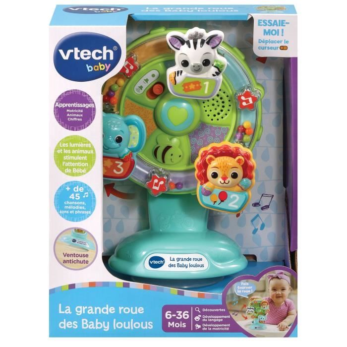 VTECH BABY - La Grande Roue des Baby Loulous - Roue musicale avec ventouse anti-chute - Vert/Multicolore