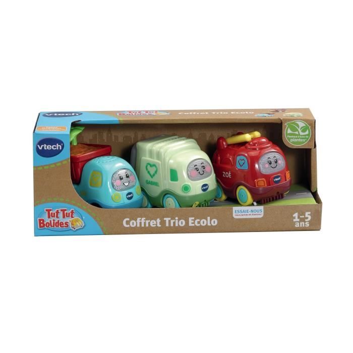 VTECH - Tut Tut Bolides - Coffret Trio Ecolo - Zoé Pompier, Léo P'tit Camion et Gabriel Camion Poubelle