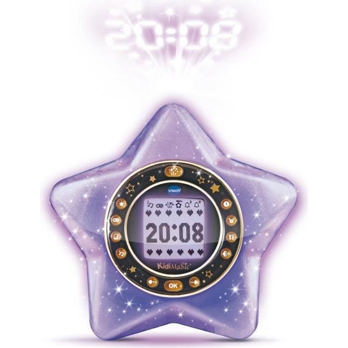 Réveil KidiMagic Starlight Violet - VTECH - 6 a 12 ans - Projection animée - 9 en 1