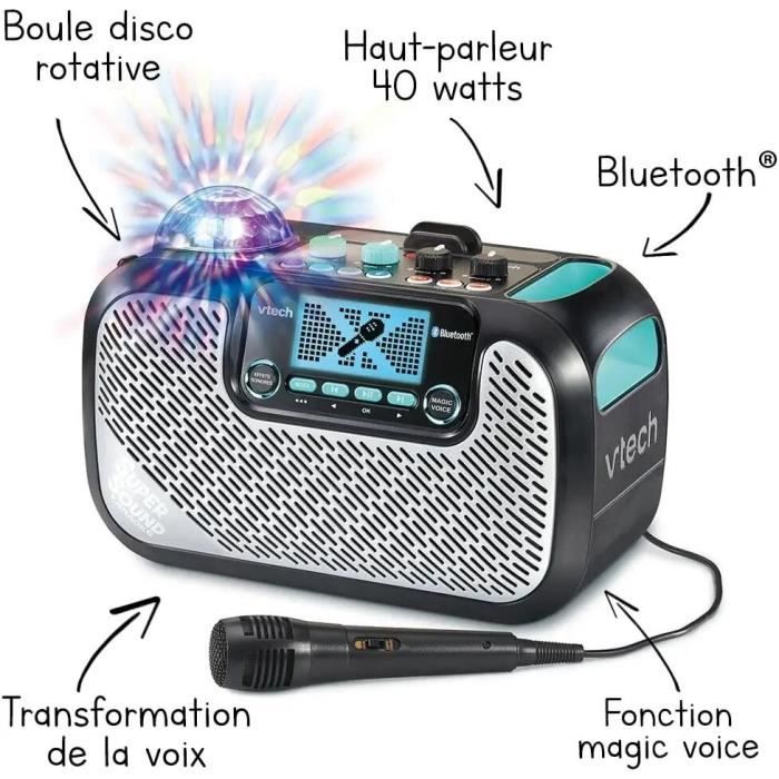 Enceinte Karaoké VTECH - Supersound Karaoke - 40W - Noir et gris - Pour enfants a partir de 14 ans