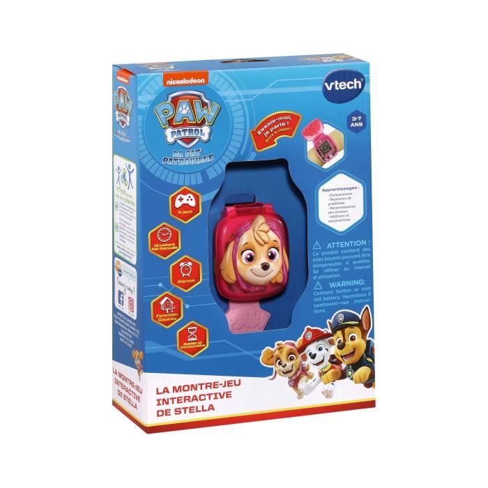 Montre-Jeu Interactive de Stella - VTECH - Pat'Patrouille - Ecran animé - 4 jeux - 12 cadrans - Rose