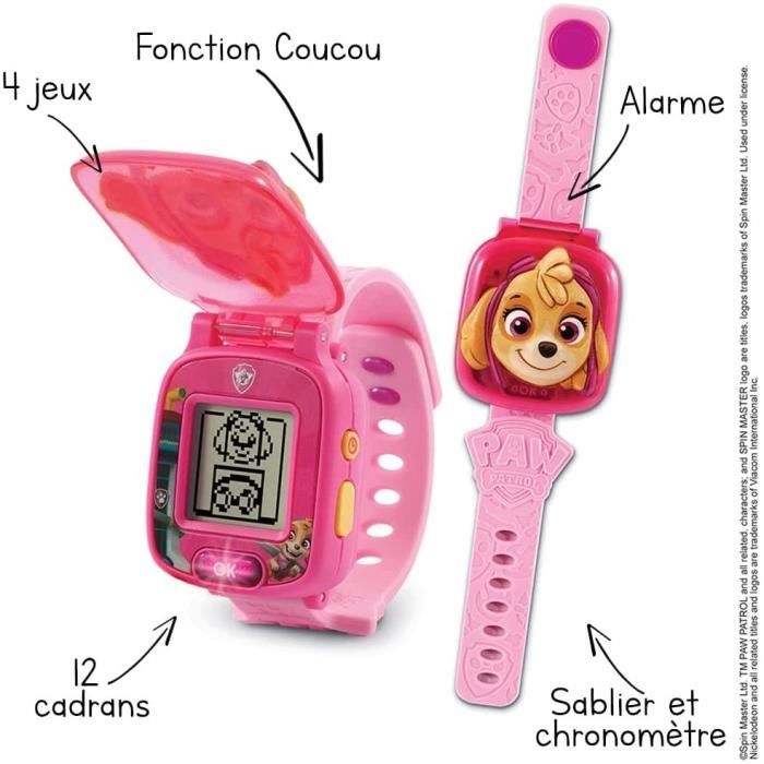 Montre-Jeu Interactive de Stella - VTECH - Pat'Patrouille - Ecran animé - 4 jeux - 12 cadrans - Rose