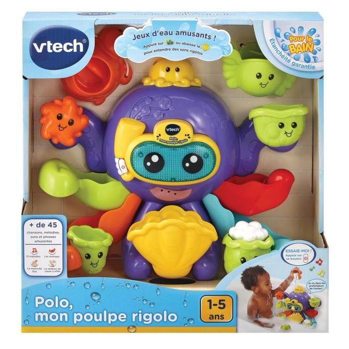 Jouet de Bain interactif VTECH BABY - Polo, Mon Poulpe Rigolo - Multicolore - Pour Bébé de 1 a 5 ans