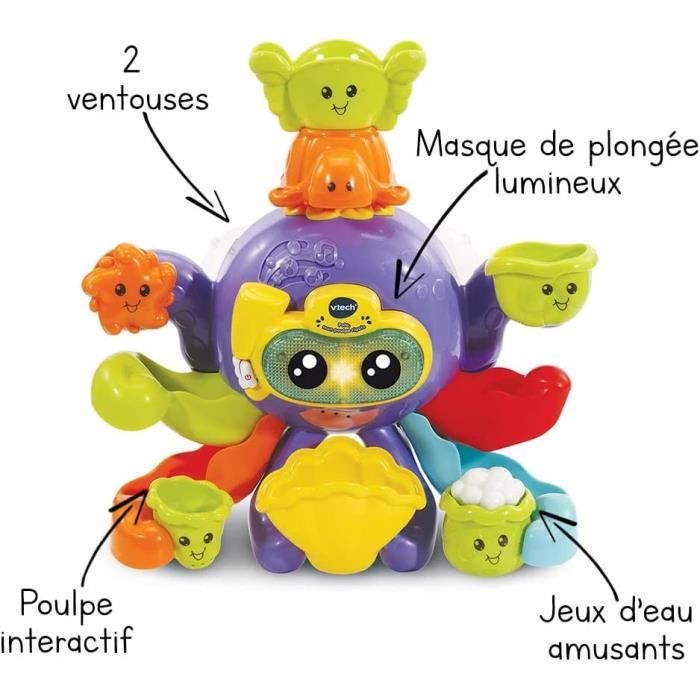 Jouet de Bain interactif VTECH BABY - Polo, Mon Poulpe Rigolo - Multicolore - Pour Bébé de 1 a 5 ans