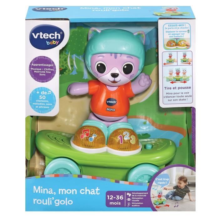 Jouet interactif - VTECH BABY - Mina, mon Chat Rouli'golo - Skateboard - Mixte - 12 mois+