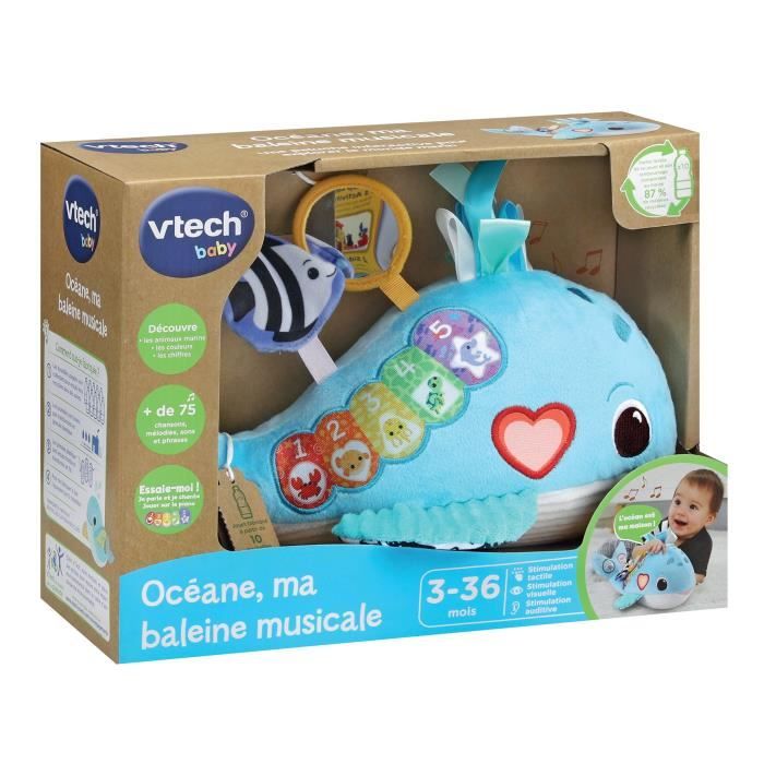 VTECH OCÉANE, MA BALEINE MUSICALE (BOUTEILLES PLASTIQUES RECYCLÉES)