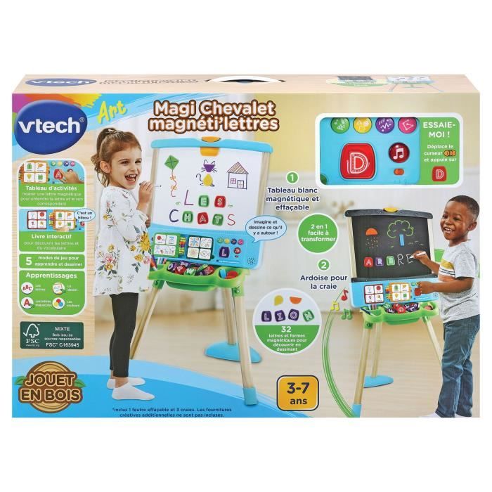 Chevalet Magneti'lettres 3 en 1 - VTECH - Bois FSC - Pour dessiner et apprendre