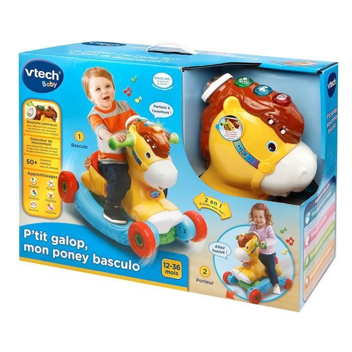 Porteur a Bascule P'tit Galop, Mon Poney Basculo 2en1 - VTECH BABY - Parlant et Lumineux - Multicolore