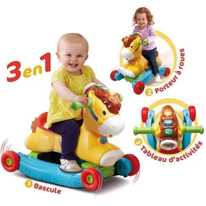 Porteur a Bascule P'tit Galop, Mon Poney Basculo 2en1 - VTECH BABY - Parlant et Lumineux - Multicolore