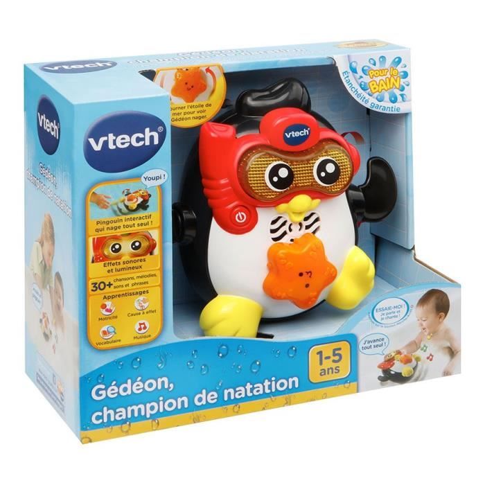 Jouet de Bain interactif VTECH BABY - Gédéon, Champion de Natation - Pingouin Nageur pour Bébé des 1 an