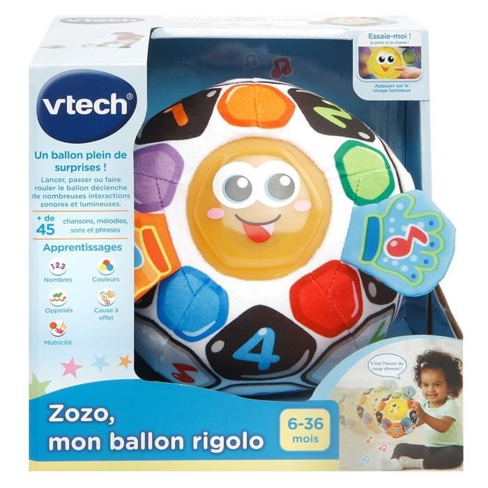 VTECH BABY - Balle d'Éveil - Zozo, Mon Ballon Rigolo - Jouet Éducatif pour Bébé de 6 a 36 Mois