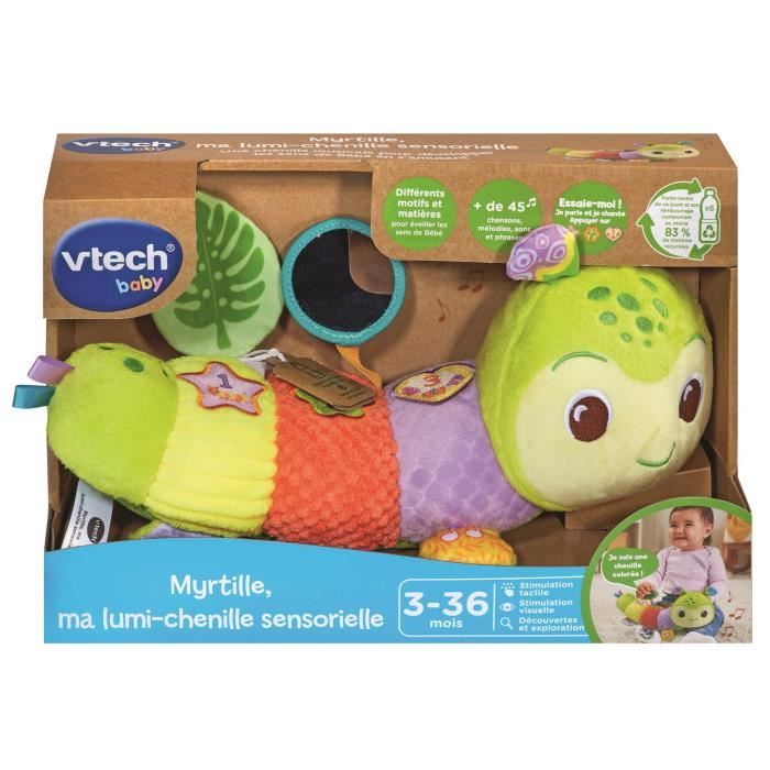 VTECH-MYRTILLE, MA LUMI-CHENILLE SENSORIELLE (BOUTEILLES PLASTIQUES RECYCLÉES)