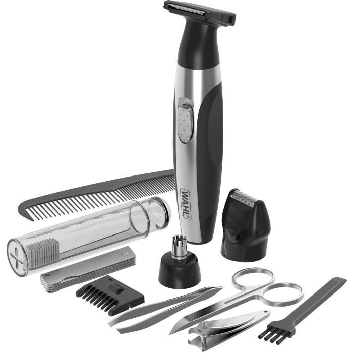 Tondeuse de précision - WAHL - TRAVEL KIT DELUXE - 4 hauteurs de coupe - Noir / Argent