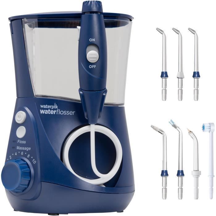 Hydropulseur Fixe WATERPIK Ultra Professionnel WP-663 - Pulsations 1250 - Capacité 90s - 7 Embouts - Bleu