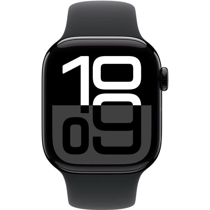 Apple Watch Series 10 GPS - 42mm - Boîtier Jet Black Aluminium - Bracelet Black Sport Band - S/M