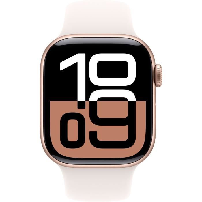 Apple Watch Series 10 GPS - 42mm - Boîtier Rose Gold Aluminium - Bracelet Light Blush Sport Band - M/L