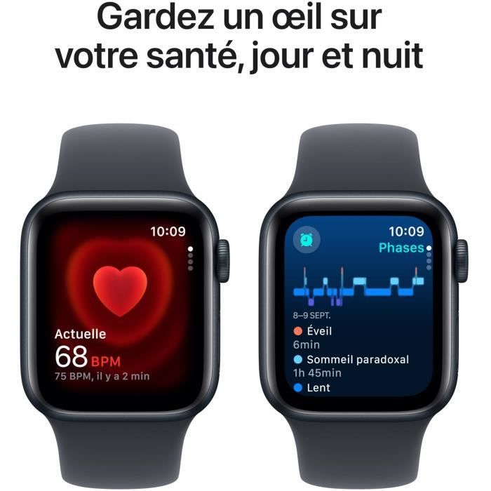 Apple Watch SE GPS - 40mm - Boîtier Midnight Aluminium - Bracelet Midnight Sport Band - M/L