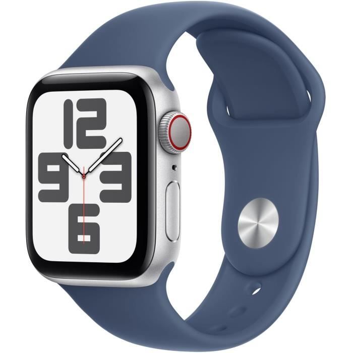 Apple Watch SE GPS + Cellular - 40mm - Boîtier Silver Aluminium - Bracelet Denim Sport Band - S/M