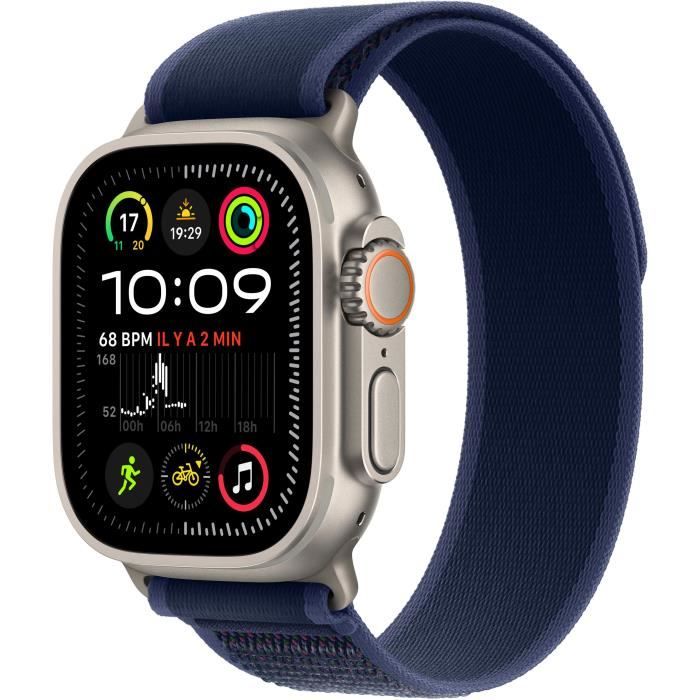 Apple Watch Ultra 2 GPS + Cellular - 49mm - Boîtier Natural Titanium - Bracelet Blue Trail Loop - M/L