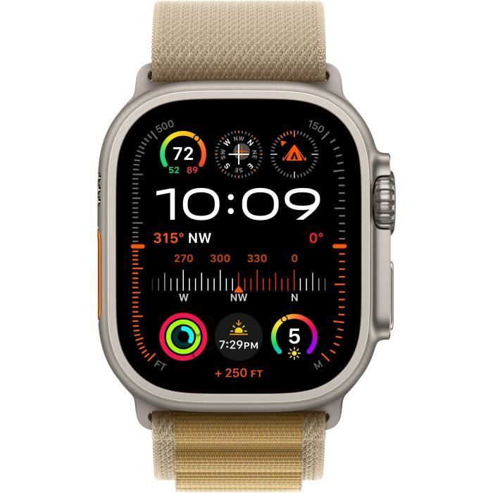 Apple Watch Ultra 2 GPS + Cellular - 49mm - Boîtier Natural Titanium - Bracelet Tan Alpine Loop - Medium