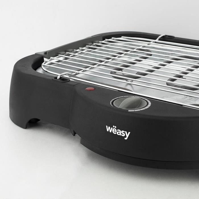 WEASY GBE42 Grill BBQ électrique a poser ou sur pieds-41,5x24cm-Température réglable-2000W -Plateau amovible-Pieds anti-dérapants