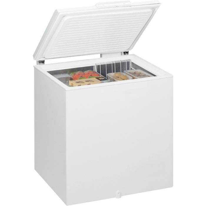 Congélateur coffre - WHIRLPOOL WHM2112 - 204L - Classe E - L 81 cm x H 86,5 cm - blanc